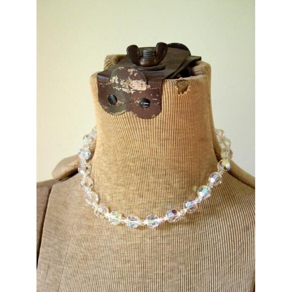 Vintage 1950's Spectral Sparkle Necklace 50's AB Crystal Choker Costume Jewelry - Picture 1 of 5